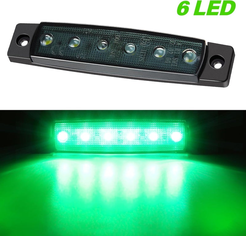 AOXLFU 10pcs Green 12V 6LED Trailer Side Marker Indicator Lights 3.8" Waterproof Front Rear Signal Side Clearance Marker Light for Trailer Truck Front Rear Van Pickup Rv Camper Boat… - Image 3